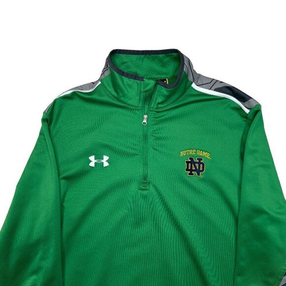 Under Armour Sweater Men's Size Medium Green Notre Dame Embroidered Pullover - Picture 3 of 9